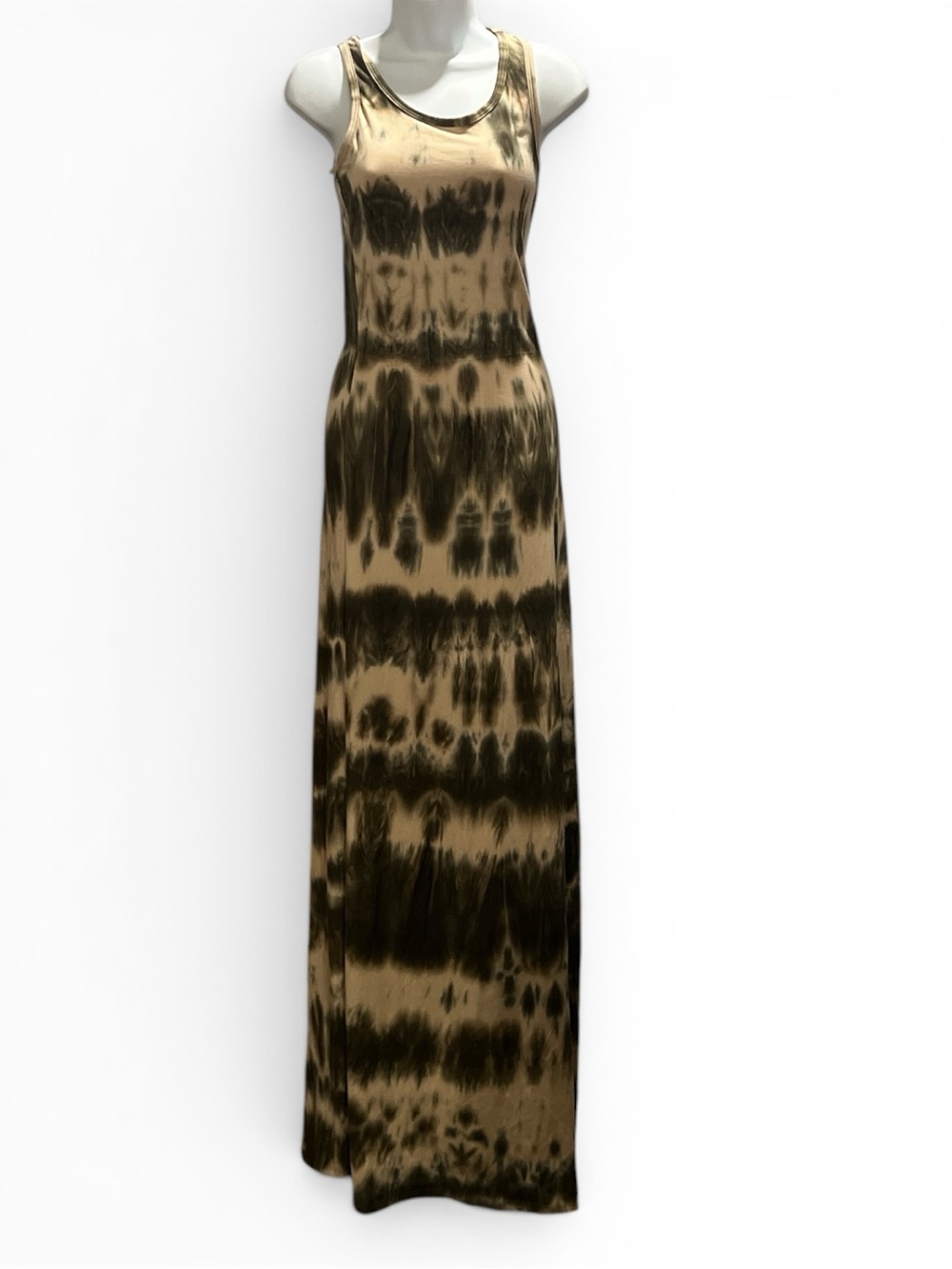 Sleeveless Tie-Dye Maxi Dress in Olive